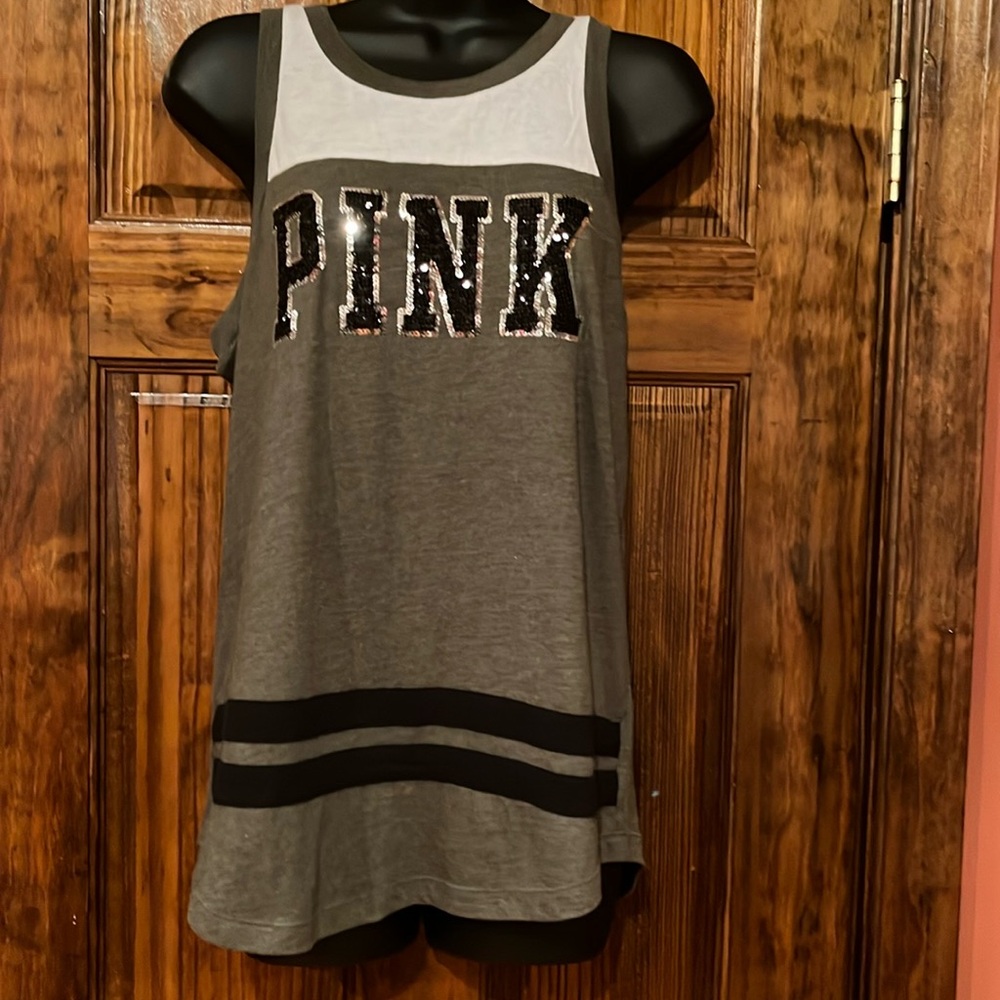 PINK Olive & Black & White Bling Tank